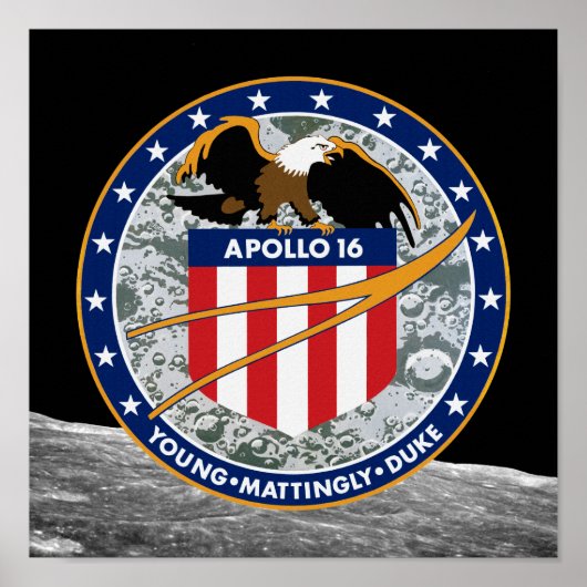 Apollo 16 NASA-missiepatchlogo Poster (Voorkant)