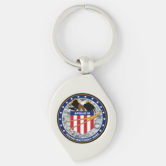 Apollo 16 NASA-missiepatchlogo Sleutelhanger (Voorkant)