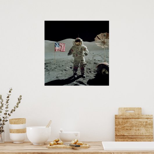 Apollo 17 Astronaut in de Taurus Littrow-vallei Poster (Keuken)