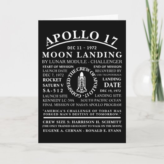 Apollo 17 Gedetailleerd symbool voor ruimtevaart Kaart (Voorkant)