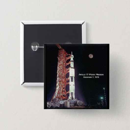Apollo 17 Moon Mission Vierkante Button 5,1 Cm (Voorkant /achterkant)