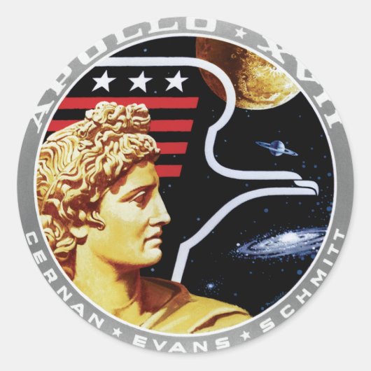 Apollo 17 NASA Mission Patch Logo Ronde Sticker (Voorkant)