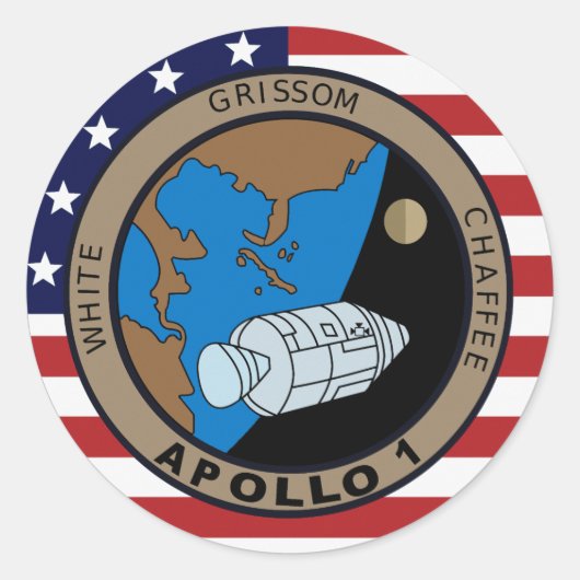 Apollo 1-missiepatchlogo ronde sticker (Voorkant)