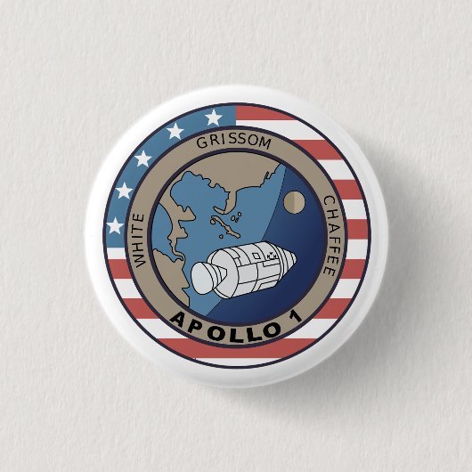 Apollo 1 Mission Patch Ronde Button 3,2 Cm (Voorkant)