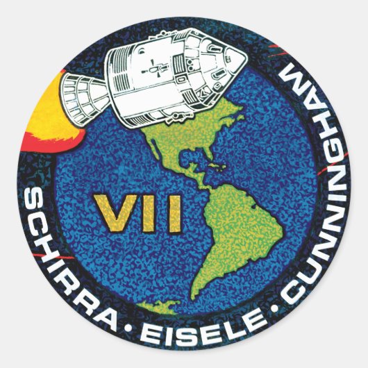 Apollo 7 NASA-missiepatchlogo Ronde Sticker (Voorkant)