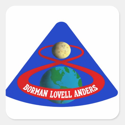 Apollo 8: Eerste Mannen op de maan! Vierkante Sticker (Voorkant)