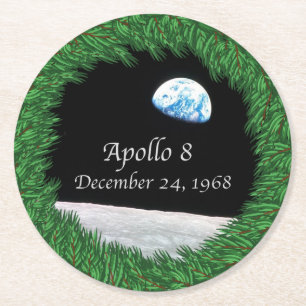 Apollo 8 kerstavond Moon Ronde Kartonnen Onderzetter