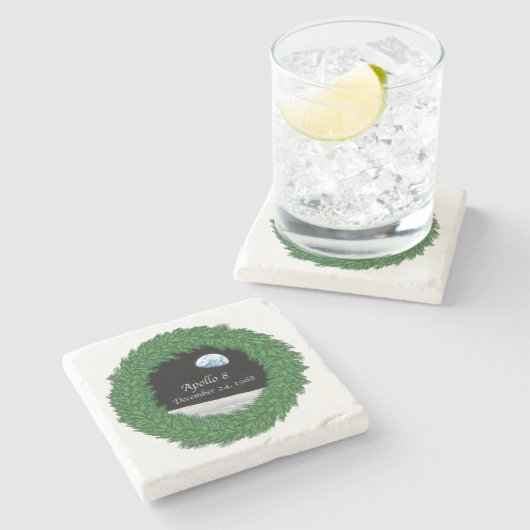 Apollo 8 kerstavond Moon Stenen Onderzetter (Zijkant)