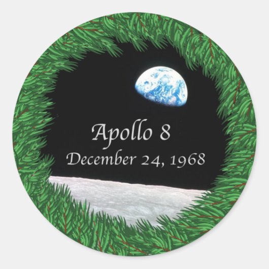 Apollo 8 Kerstmis Moon Missie Ronde Sticker (Voorkant)
