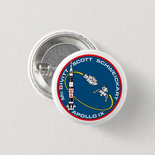 Apollo 9-missie patch ronde button 3,2 cm (Voorkant /achterkant)