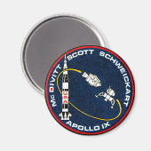 Apollo 9 NASA-missiepatchlogo Magneet (Voorkant / Achterkant)