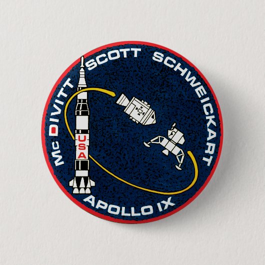 Apollo 9 NASA-missiepatchlogo Ronde Button 5,7 Cm (Voorkant)