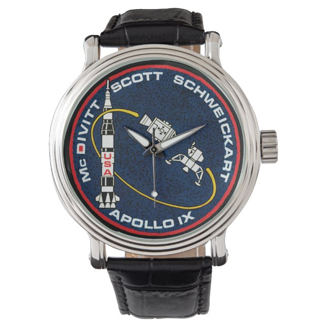 Apollo 9 NASA Mission Patch Logo Horloge (Voorkant)
