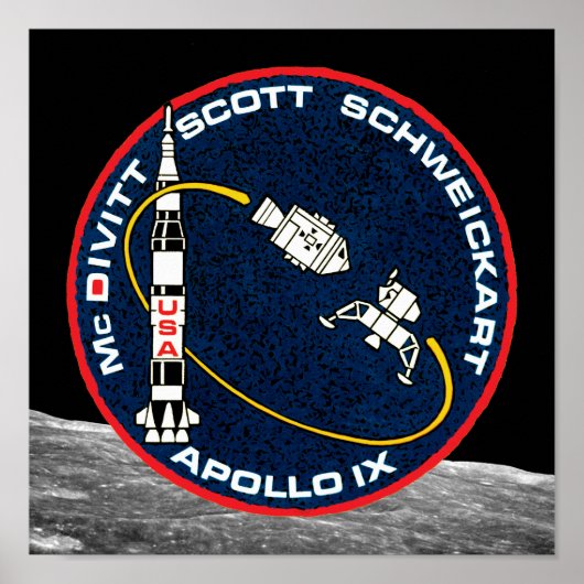 Apollo 9 NASA Mission Patch Logo Poster (Voorkant)