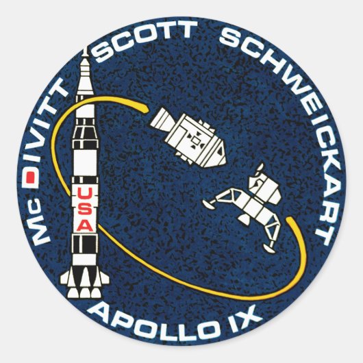 Apollo 9 NASA Mission Patch Logo Ronde Sticker (Voorkant)