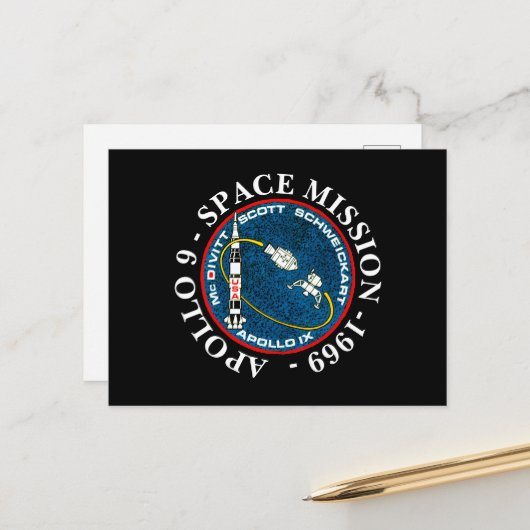 Apollo 9 Space Mission 1969 Insignia Briefkaart (Voorkant / Achterkant in situ)