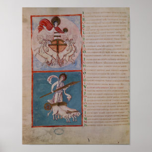 Apollo als zon en Diana als maan Poster