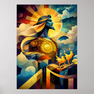 Apollo - Cubistische Minimalistische Legende - God Poster