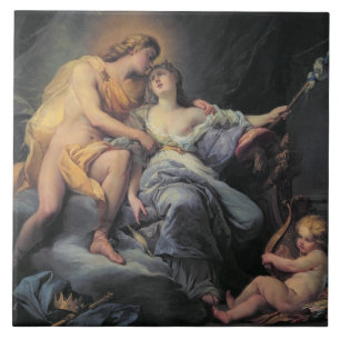Apollo, die de nymph Leucothea aandoet (olie op de Tegeltje