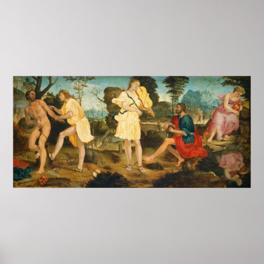 Apollo en Marsyas - M. Anselmi Fine Art Poster (Voorkant)