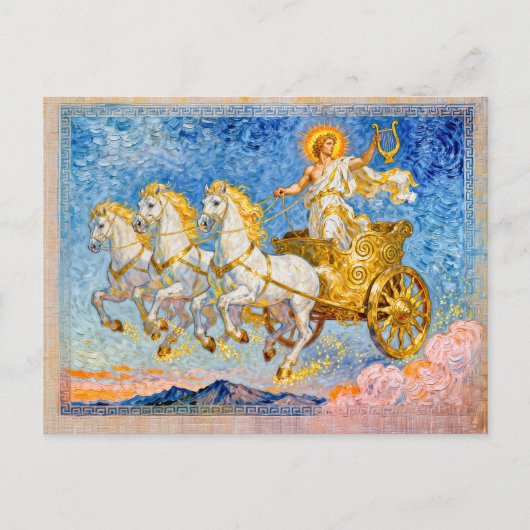 Apollo in Sun Chariot Holding a Golden Harp Briefkaart (Voorkant)