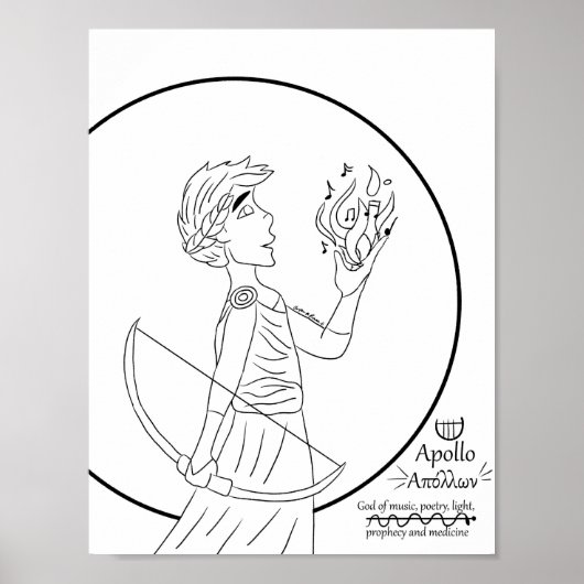 Apollo kleurplaat afdrukken poster (Voorkant)