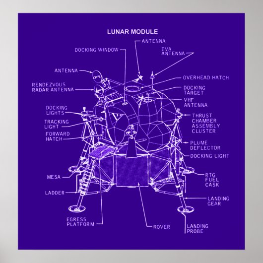 Apollo Lunar Module Blauwdrukken Poster (Voorkant)