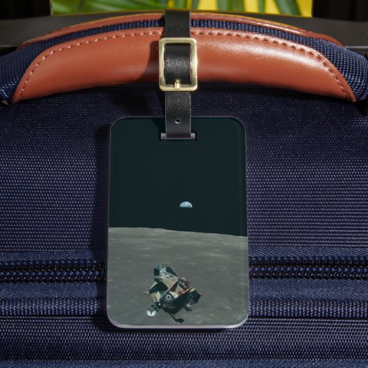 Apollo Maanlander en Aarde boven de maan Bagagelabel (Voorkant Insitu 2)