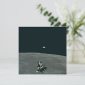 Apollo Maanlander en Aarde boven de maan Bedankkaart (Staand voorkant)