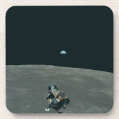 Apollo Maanlander en Aarde boven de maan Bier Onderzetter (Voorkant)