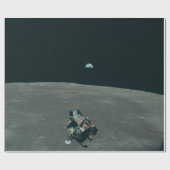 Apollo Maanlander en Aarde boven de maan Cadeaupapier (Vlak)