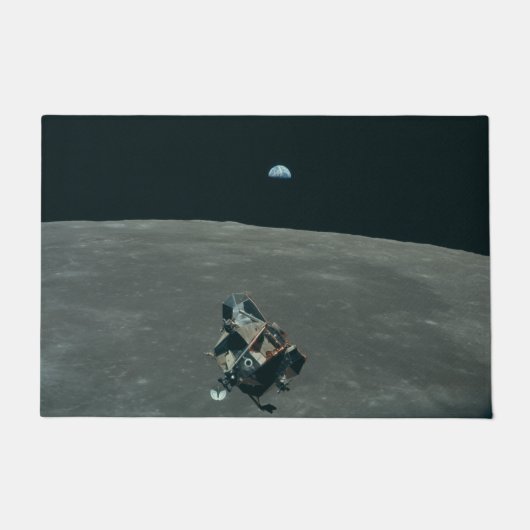 Apollo Maanlander en Aarde boven de maan Deurmat (Voorkant)