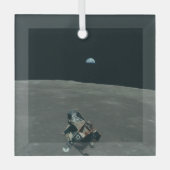 Apollo Maanlander en Aarde boven de maan Glas Ornament (Voorkant)