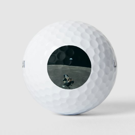 Apollo Maanlander en Aarde boven de maan Golfballen (Voorkant)