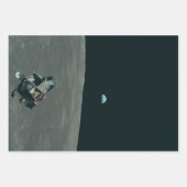 Apollo Maanlander en Aarde boven de maan Inpakpapier Vel (Voorkant)