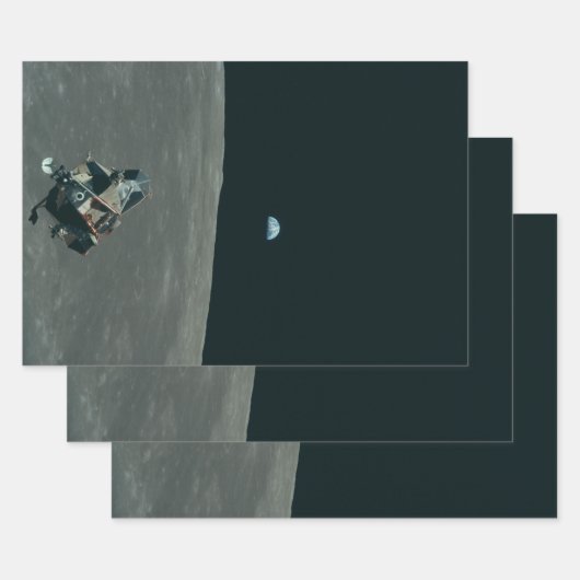 Apollo Maanlander en Aarde boven de maan Inpakpapier Vel (Set)