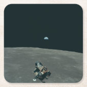 Apollo Maanlander en Aarde boven de maan Kartonnen Onderzetters (Voorkant)