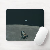 Apollo Maanlander en Aarde boven de maan Muismat (Met muis)