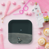 Apollo Maanlander en Aarde boven de maan Papieren Bordje (Feest)