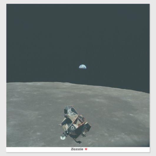 Apollo Maanlander en Aarde boven de maan Sticker (Vel)