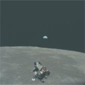 Apollo Maanlander en Aarde boven de maan Sticker (Voorkant)