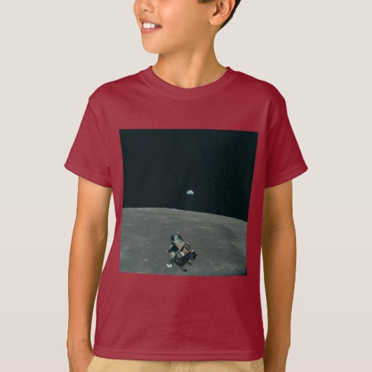 Apollo Maanlander en Aarde boven de maan T-shirt (Voorkant)