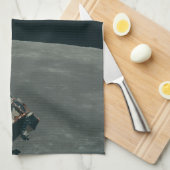 Apollo Maanlander en Aarde boven de maan Theedoek (Quarter Fold)