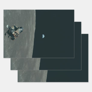 Apollo Maanlander en Aardopkomst boven de Maan Inpakpapier Vel