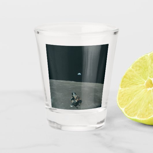 Apollo Maanlander en Aardopkomst boven de Maan Shot Glas (Voorkant)