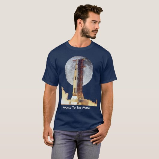 Apollo Moon Mission Rocket Launch T-shirt (Voorkant volledig)