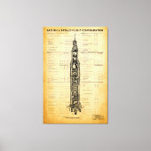 APOLLO Moon Mission SATURN V Rocket Blueprint 1967 Canvas Afdruk (Voorkant)