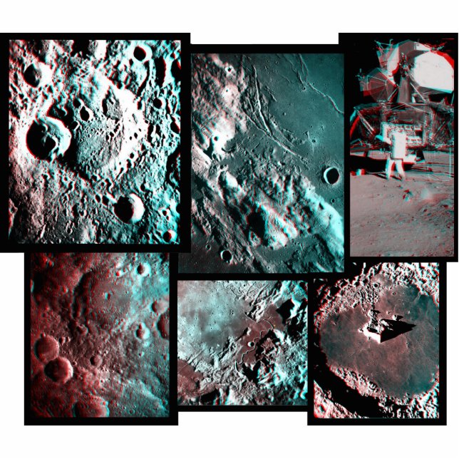 Apollo Moon Surface Anaglyph Magnet/Sculpture Fotobeeldje Magneet (Voorkant)