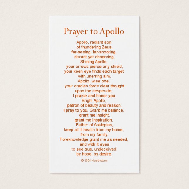 Apollo Prayer Kaart (Voorkant)