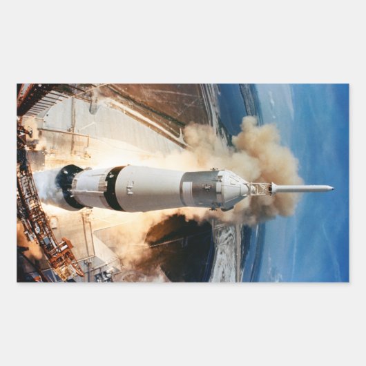 Apollo Saturn V raket lancering naar maan 1969 Rechthoekige Sticker (Voorkant)